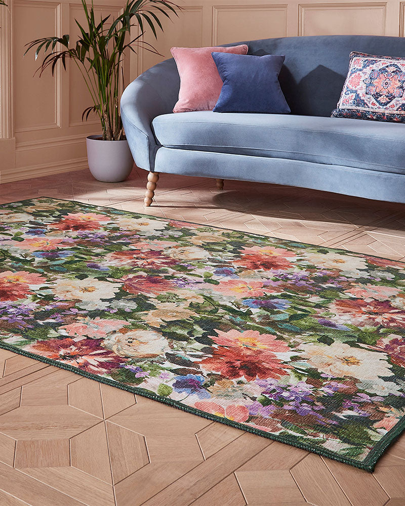 CLARKE & CLARKE TAHITI FOREST & ROUGH MACHINE WASHABLE RUG