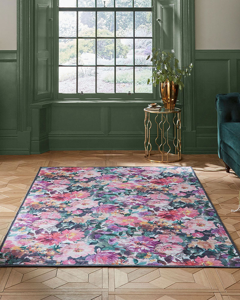 CLARKE & CLARKE TAHITI FUCHSIA MACHINE WASHABLE RUG