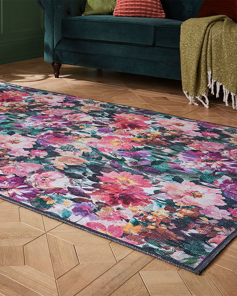 CLARKE & CLARKE TAHITI FUCHSIA MACHINE WASHABLE RUG