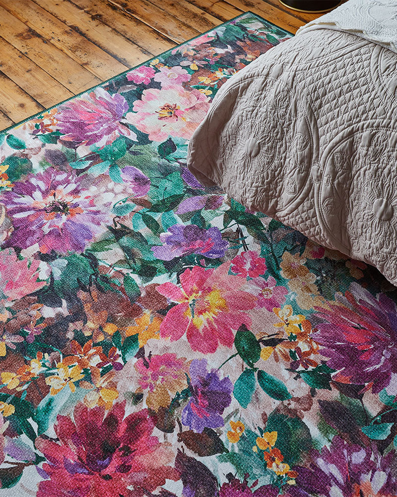 CLARKE & CLARKE TAHITI FUCHSIA MACHINE WASHABLE RUG