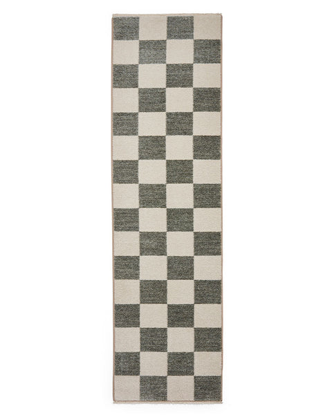 BALTIMORE GREEN 66618 MODERN CHECKERBOARD RUG