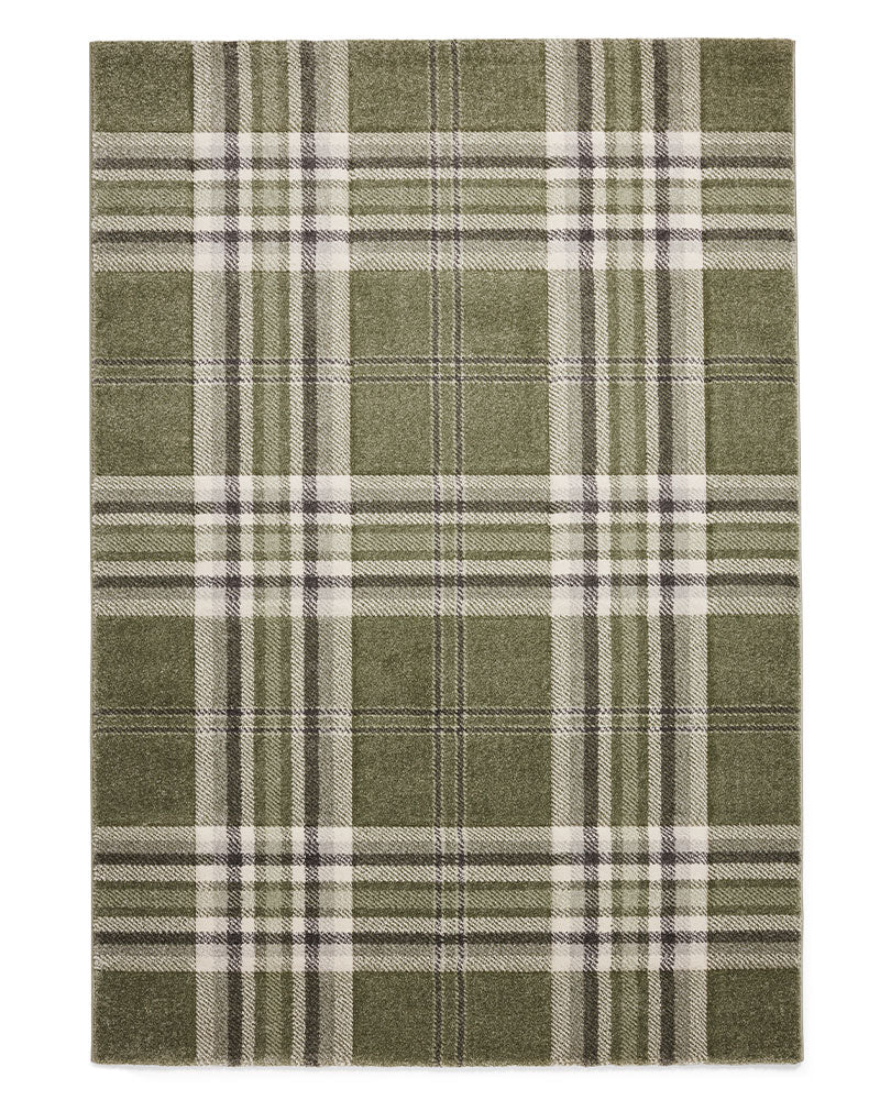 CATHERINE LANSFIELD KELSO SAGE GREEN CHECK TARTAN RUG