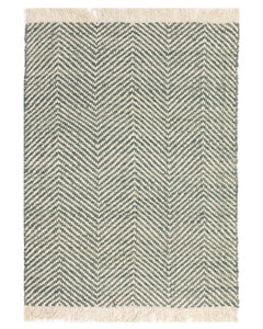 VIGO GREEN REVERSABLE JUTE WOOL ZIG ZAG CHEVRON RUG