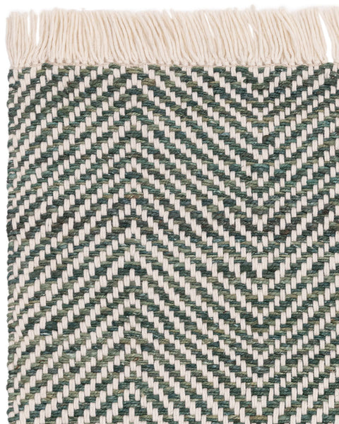 VIGO GREEN REVERSABLE JUTE WOOL ZIG ZAG CHEVRON RUG