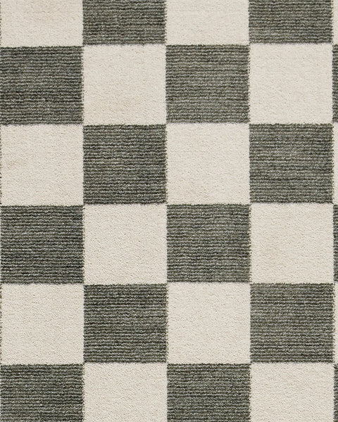 BALTIMORE GREEN 66618 MODERN CHECKERBOARD RUG