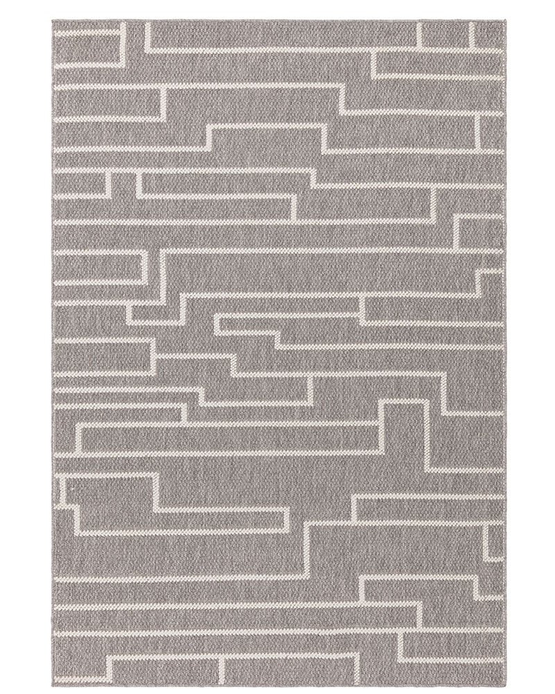 CAMBER TRACK GREY MODERN LINEAR FLATWEAVE RUG