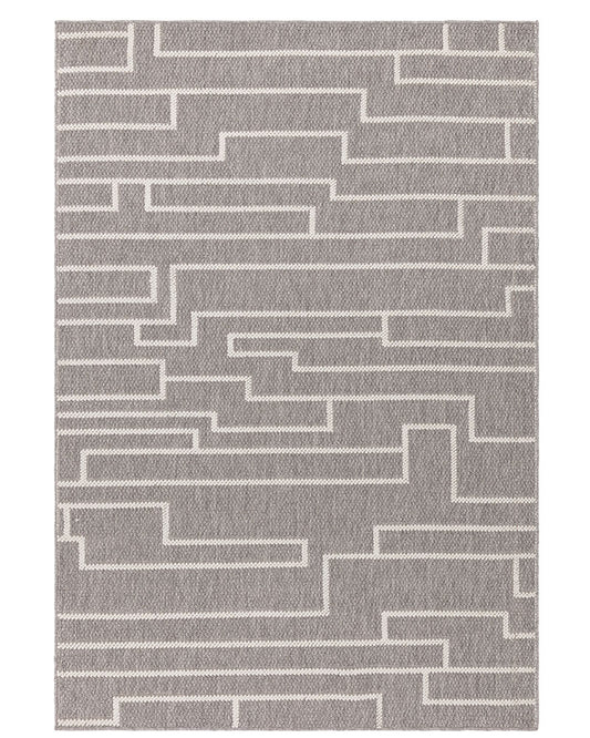 CAMBER TRACK GREY MODERN LINEAR FLATWEAVE RUG