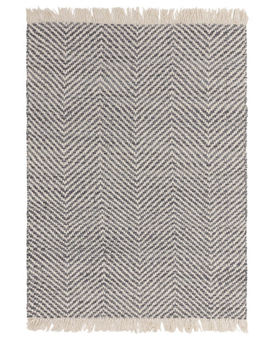 VIGO GREY REVERSABLE JUTE WOOL ZIG ZAG CHEVRON RUG