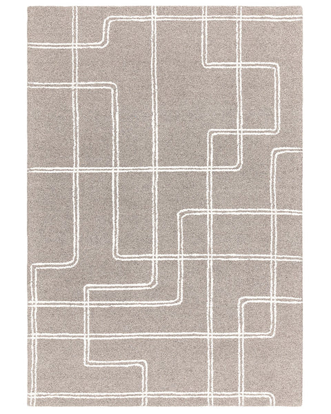 ADA GREY TEXTURED GEOMETRIC WOOL LOOP RUG