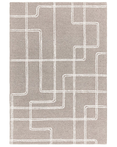 ADA GREY TEXTURED GEOMETRIC WOOL LOOP RUG