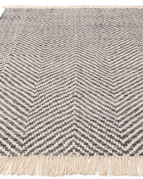 VIGO OCHRE REVERSABLE JUTE WOOL ZIG ZAG CHEVRON RUG