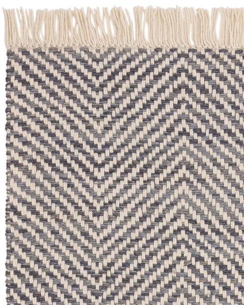 VIGO GREY REVERSABLE JUTE WOOL ZIG ZAG CHEVRON RUG