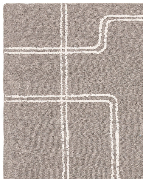 ADA GREY TEXTURED GEOMETRIC WOOL LOOP RUG