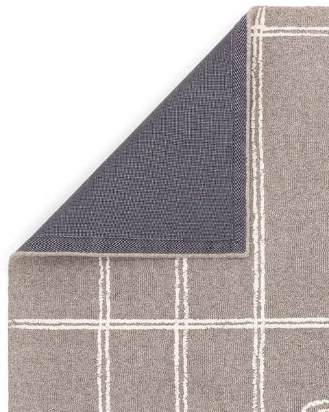 ADA GREY TEXTURED GEOMETRIC WOOL LOOP RUG