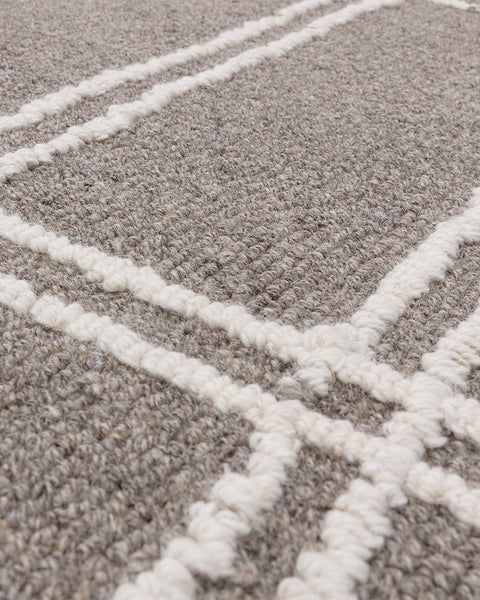 ADA GREY TEXTURED GEOMETRIC WOOL LOOP RUG