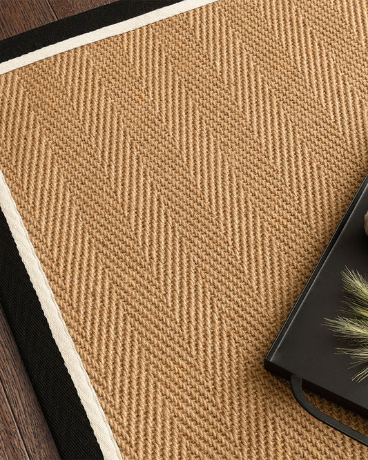 BORDO SISAL HERRINGBONE WITH CHARCOAL GREY / CREAM BORDER RUG