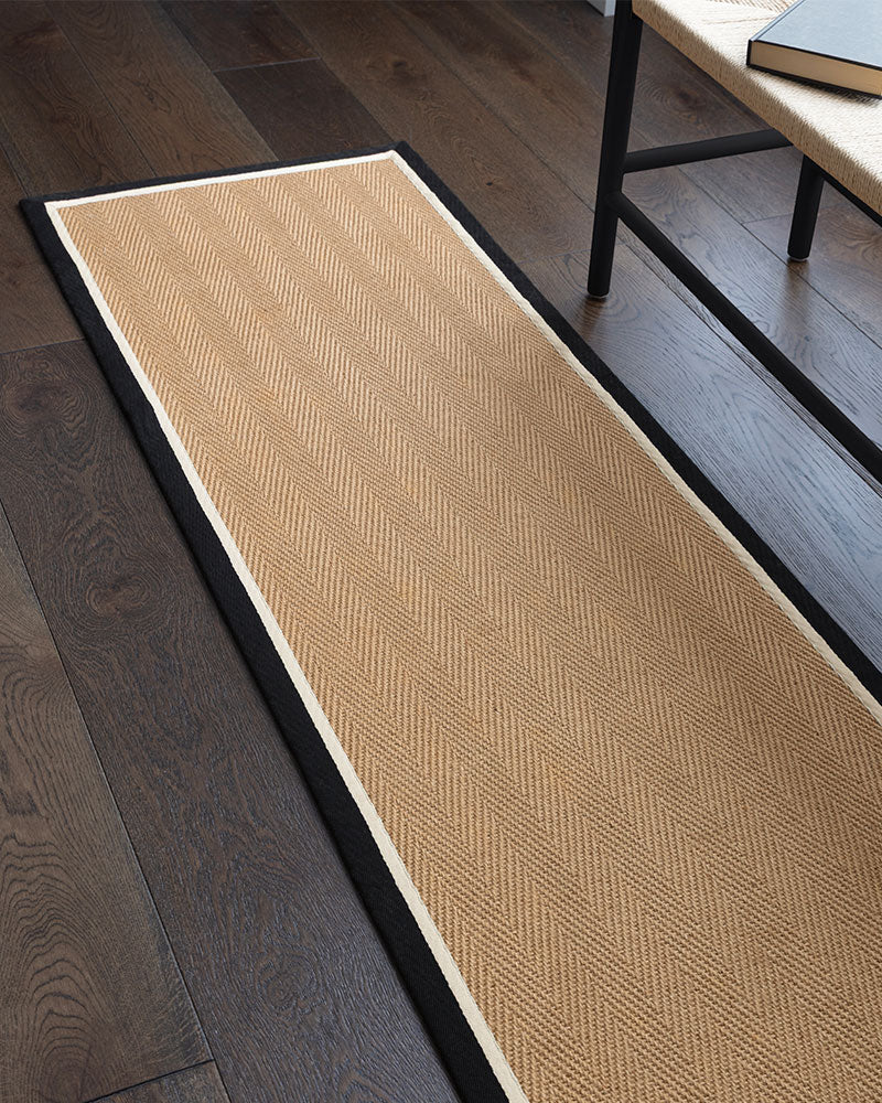 BORDO SISAL HERRINGBONE WITH CHARCOAL GREY / CREAM BORDER RUG