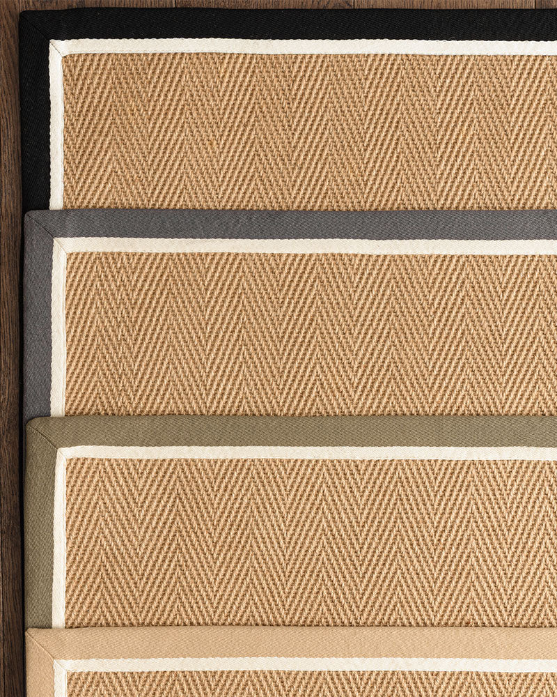 BORDO SISAL HERRINGBONE WITH CHARCOAL GREY / CREAM BORDER RUG