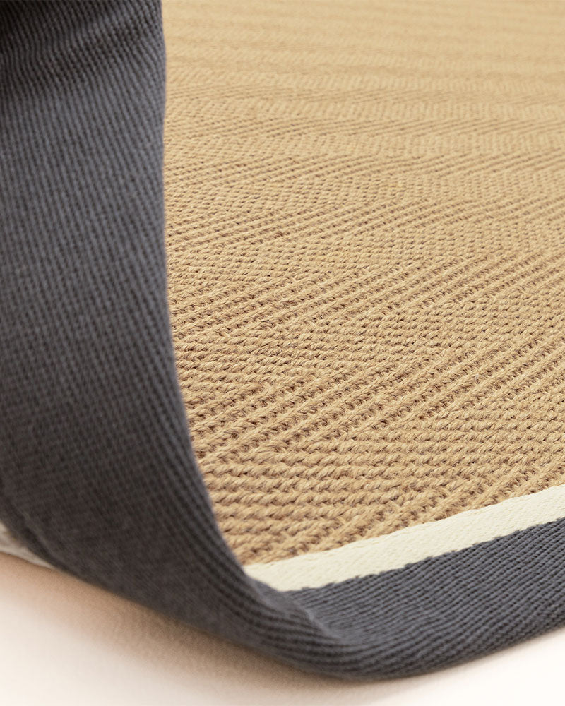 BORDO SISAL HERRINGBONE WITH SLATE GREY / CREAM BORDER RUG