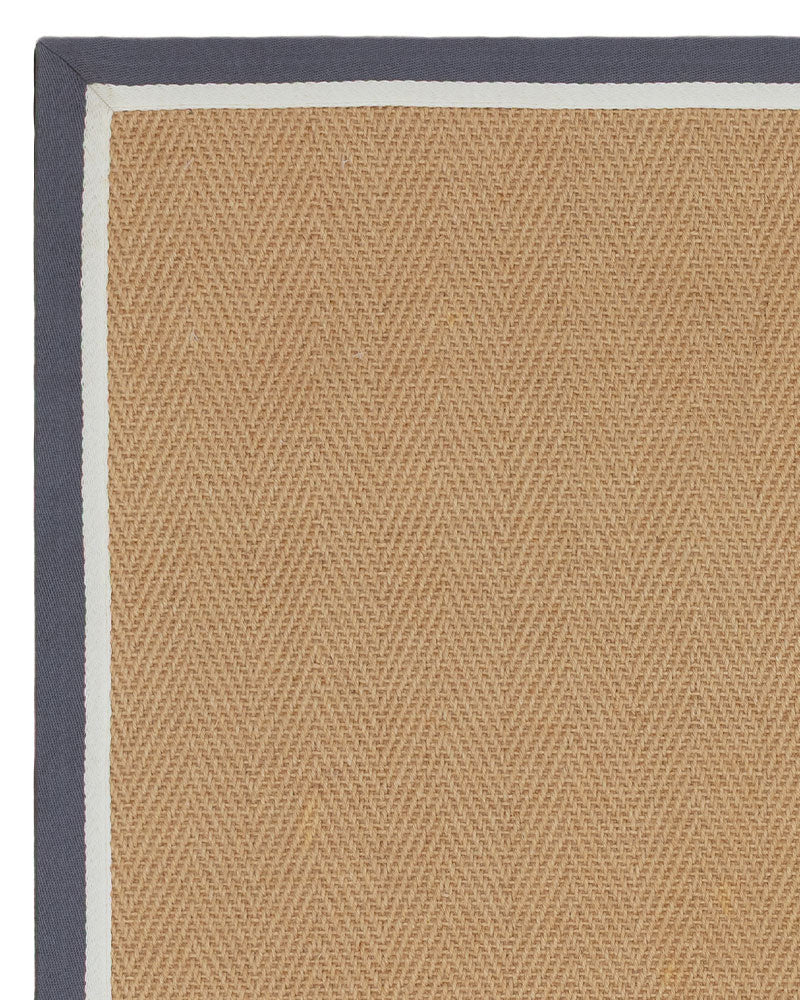 BORDO SISAL HERRINGBONE WITH SLATE GREY / CREAM BORDER RUG