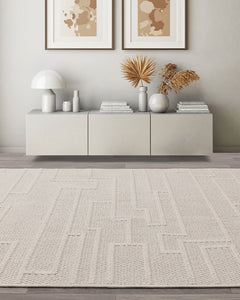 CAMBER TRACK IVORY MODERN LINEAR FLATWEAVE RUG