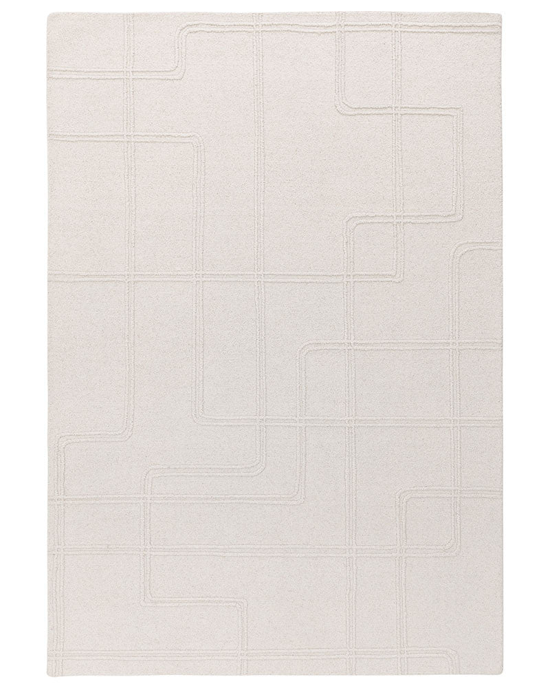 ADA IVORY TEXTURED GEOMETRIC WOOL LOOP RUG