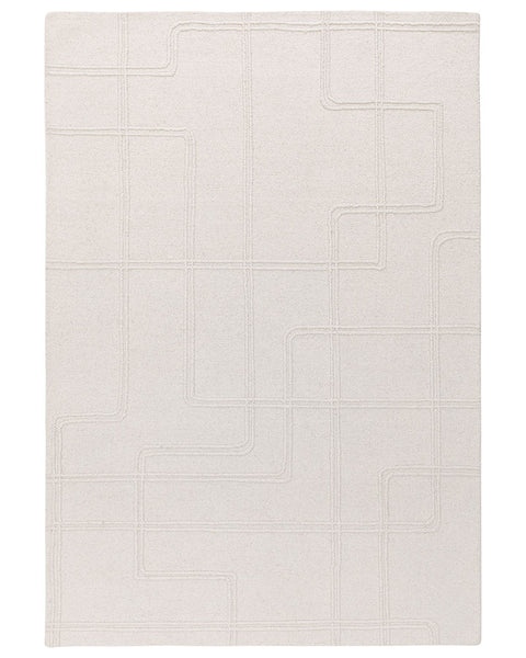 ADA IVORY TEXTURED GEOMETRIC WOOL LOOP RUG