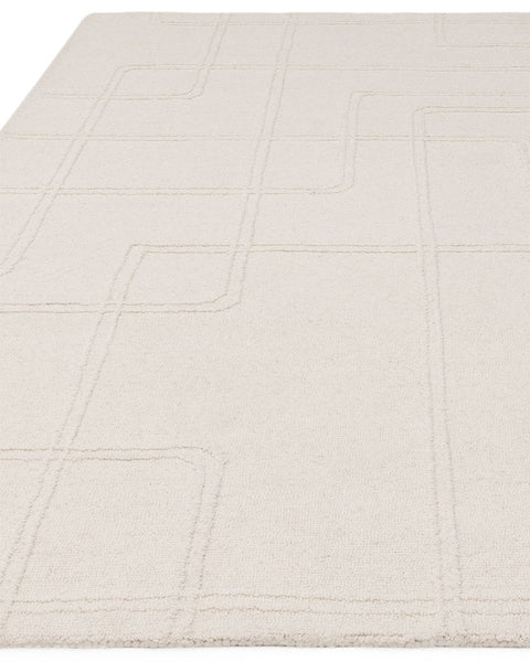 ADA IVORY TEXTURED GEOMETRIC WOOL LOOP RUG