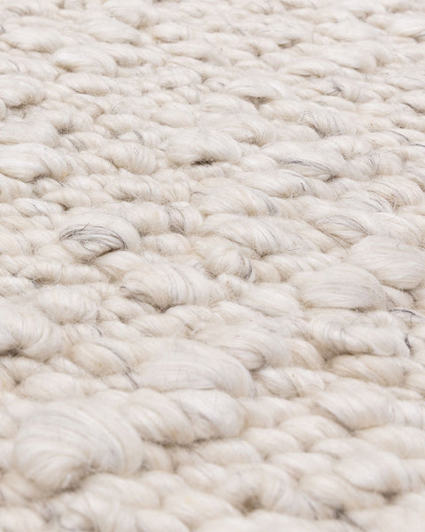 ELM IVORY CHUNKY BOUCLE TEXTURED WOOL MIX RUG