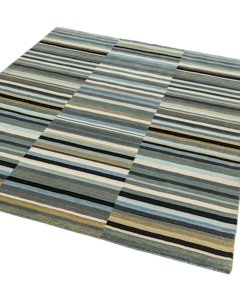 JACOB BLACK SILVER STRIPED WOOL RUG