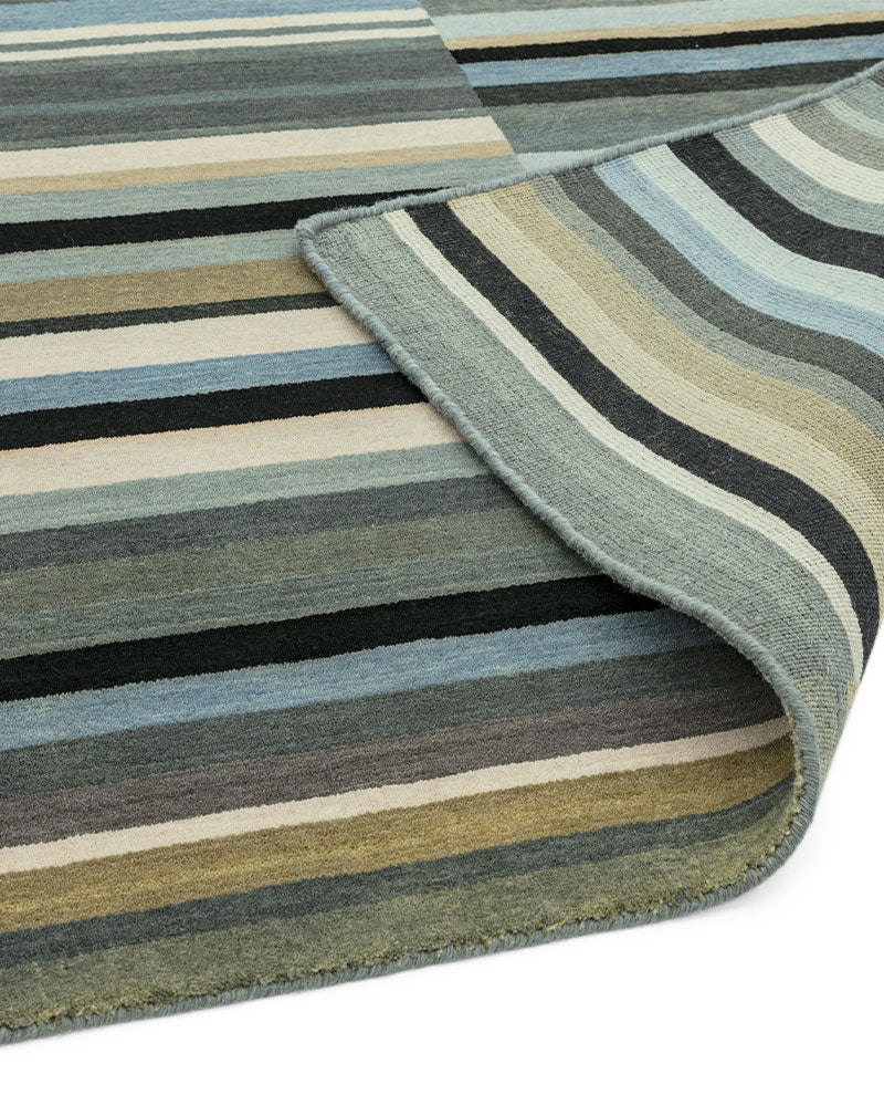 JACOB BLACK SILVER STRIPED WOOL RUG