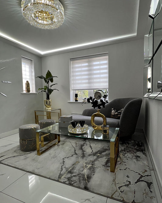 CRAFT 23270 GREY GOLD ABSTRACT MARBLE RUG