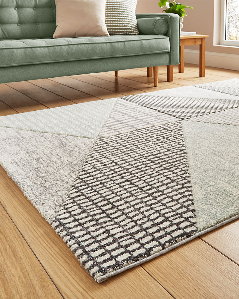 CATHERINE LANSFIELD LARSSON GEO SAGE GREEN / GREY RUG