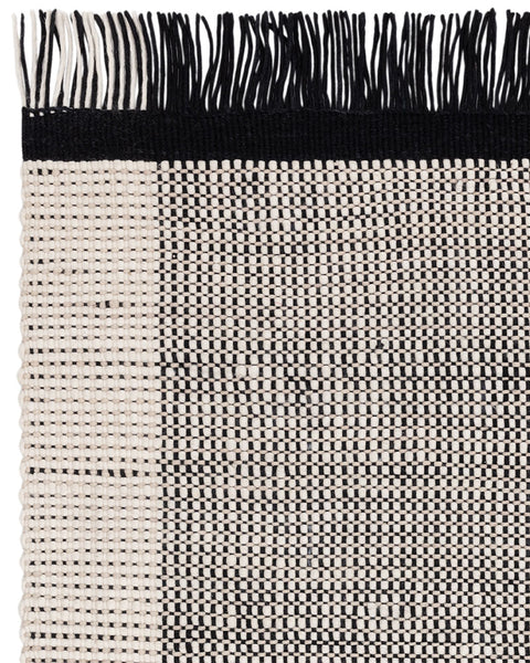 AVALON MONOCHROME BLACK WOOL FLATWEAVE RUG