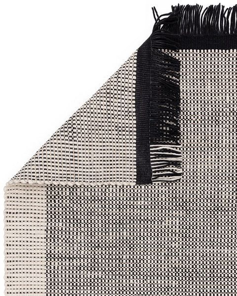 AVALON MONOCHROME BLACK WOOL FLATWEAVE RUG