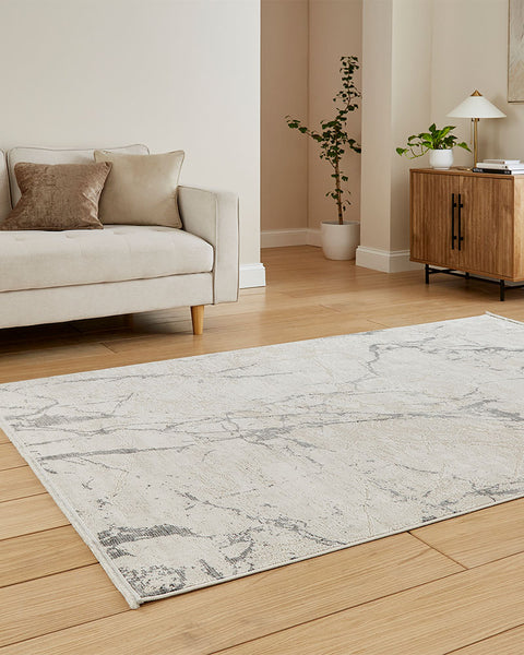 MIRAGE MR15 GREY CREAM MODERN ABSTRACT METALLIC RUG