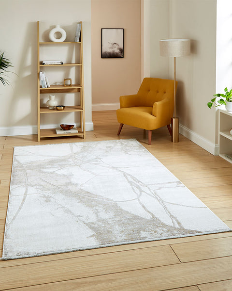 MIRAGE MR26 CREAM BEIGE GOLD MODERN ABSTRACT METALLIC RUG