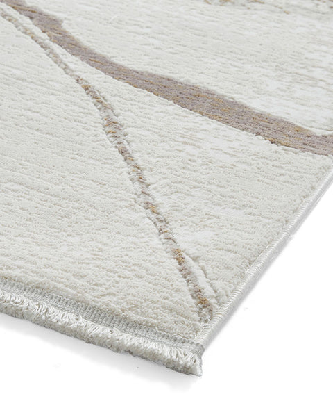 MIRAGE MR26 CREAM BEIGE GOLD MODERN ABSTRACT METALLIC RUG