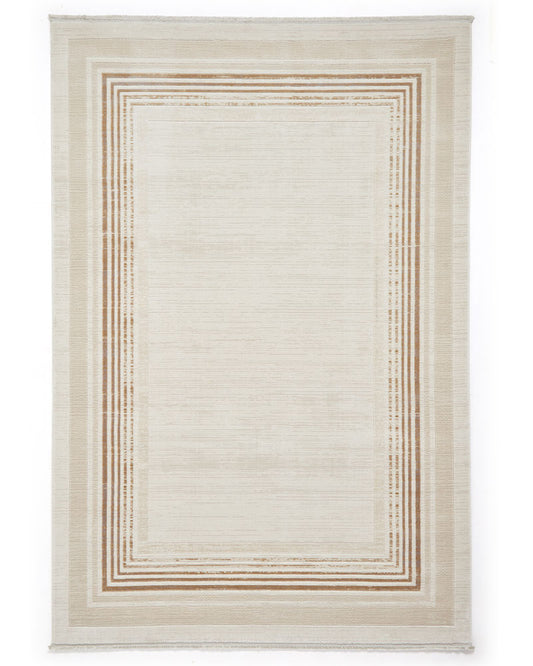 MIRAGE MR38 CREAM MODERN BORDER METALLIC RUG