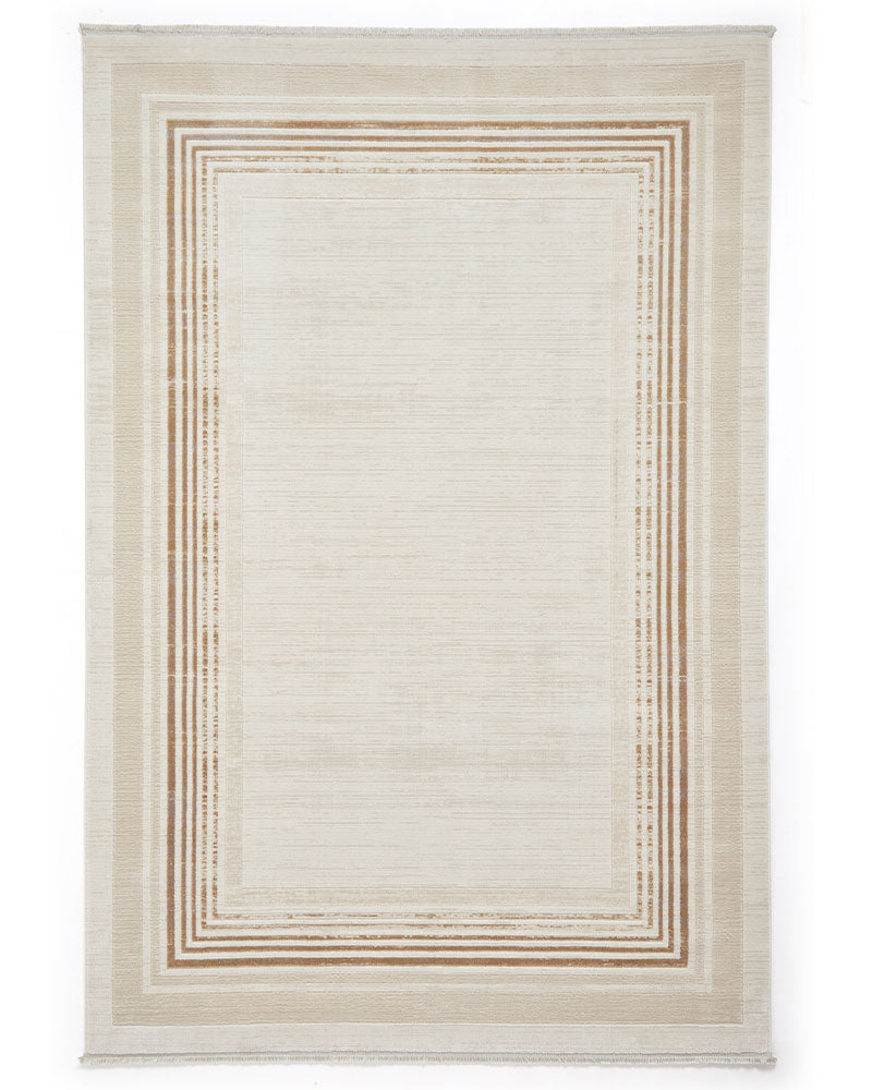 MIRAGE MR38 CREAM MODERN BORDER METALLIC RUG