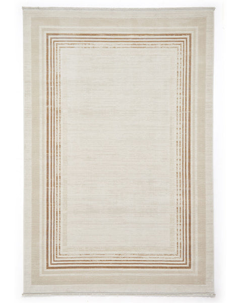 MIRAGE MR38 CREAM MODERN BORDER METALLIC RUG