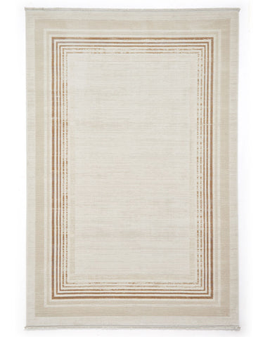 MIRAGE MR38 CREAM MODERN BORDER METALLIC RUG