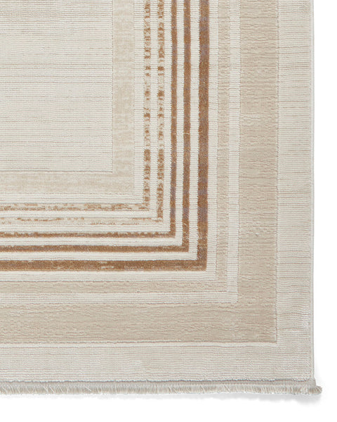 MIRAGE MR38 CREAM MODERN BORDER METALLIC RUG