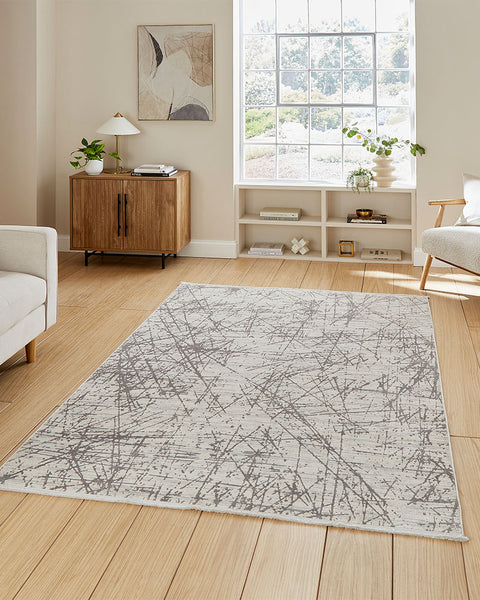 MIRAGE MR80 GREY MODERN ABSTRACT METALLIC RUG