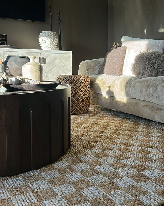 NATURI NATURAL BEIGE CHECKERBOARD JUTE RUG