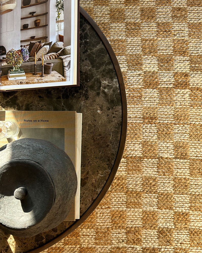 NATURI NATURAL BEIGE CHECKERBOARD JUTE RUG