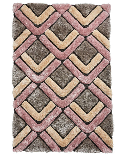 NOBLE HOUSE 8199 GREY ROSE PINK SCULPTED SHAGGY RUG