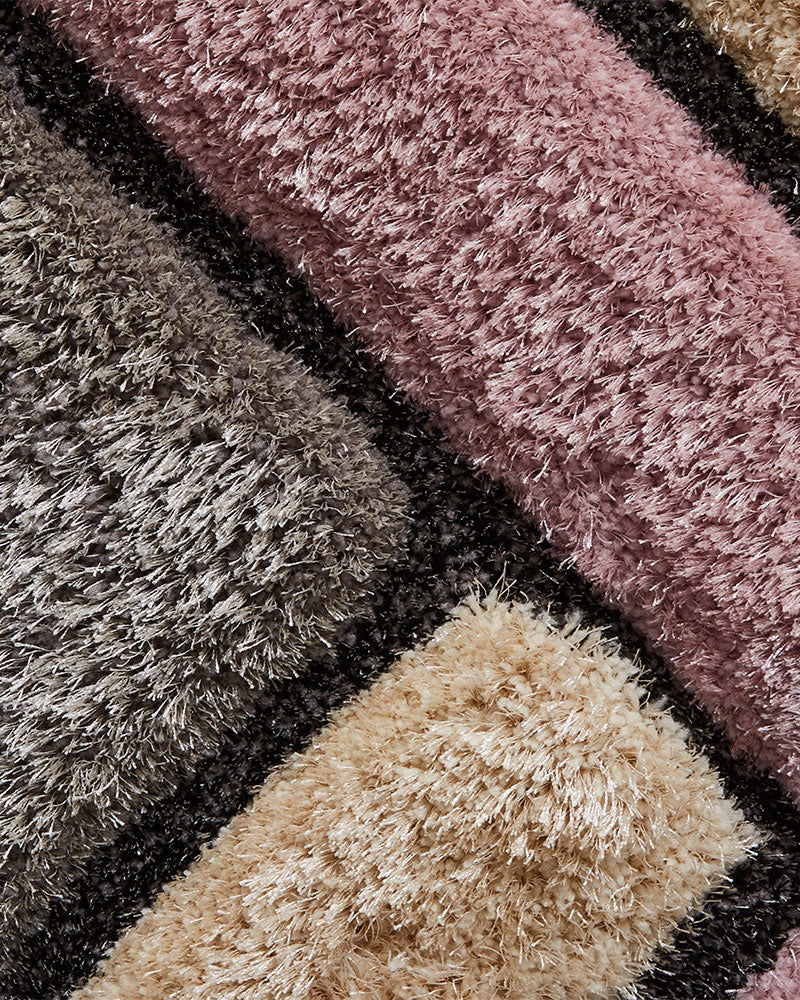 NOBLE HOUSE 8199 GREY ROSE PINK SCULPTED SHAGGY RUG