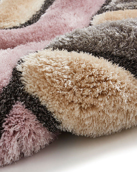 NOBLE HOUSE 8199 GREY ROSE PINK SCULPTED SHAGGY RUG