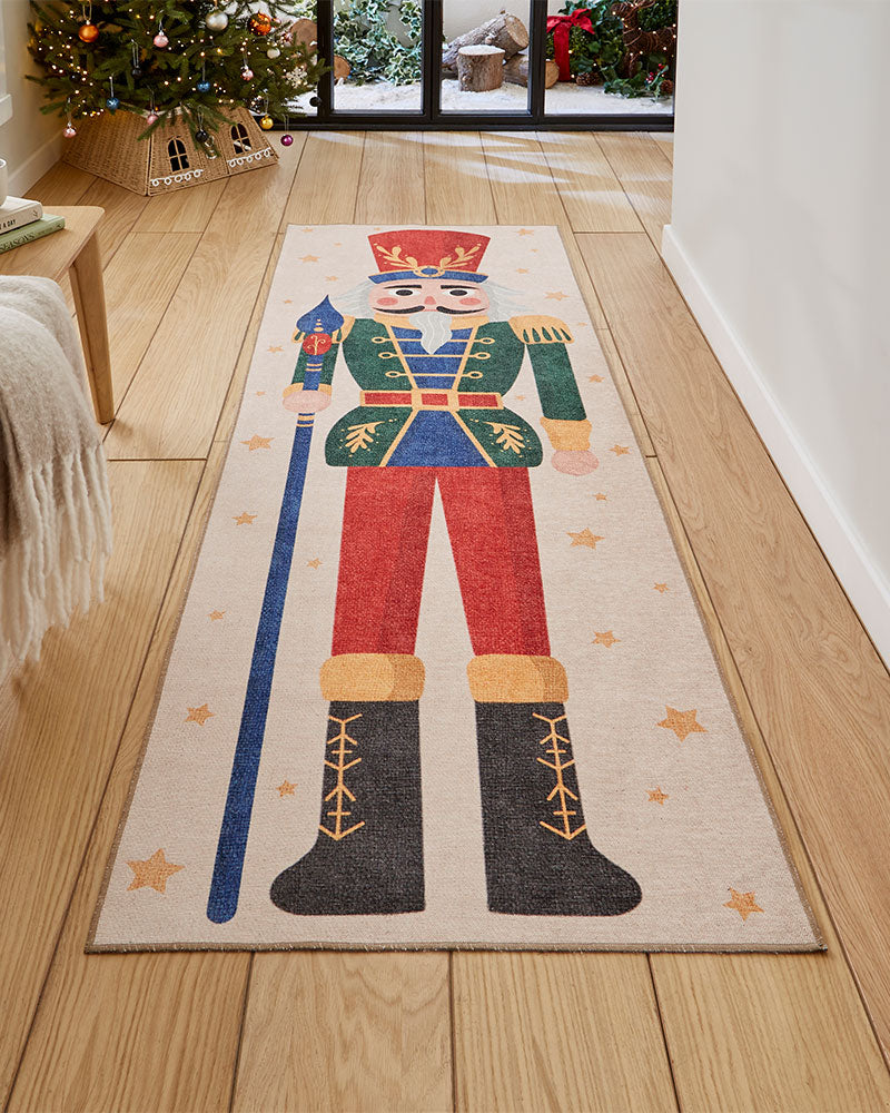 CHRISTMAS WASHABLE NUTCRACKER RUNNER & MAT SET